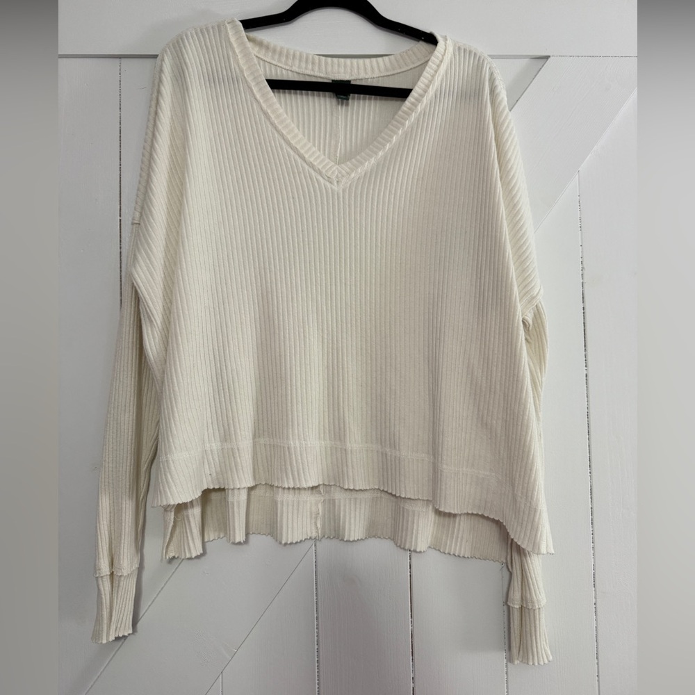 Wild Fable White Ribbed Knit Top
